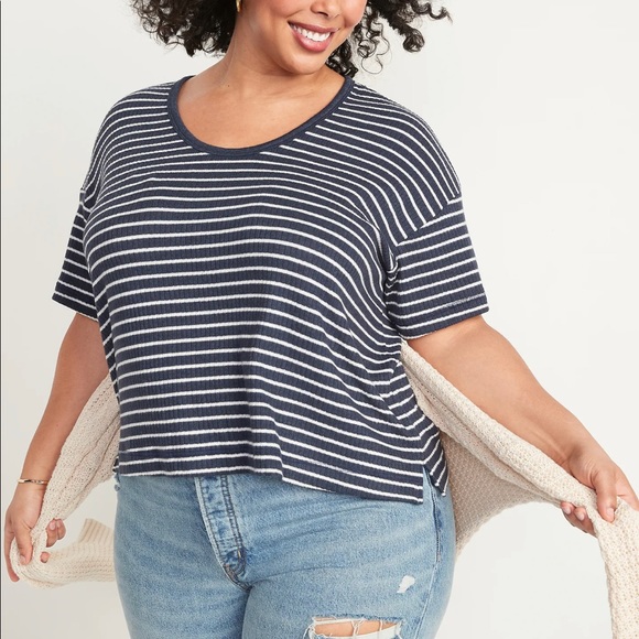 Old Navy Cozy Rib-Knit Striped Easy Tee - Picture 3 of 3